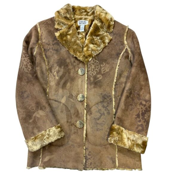 Chico's Faux Fur Coat Sz Small / US 4 Soft Cozy Boho Southwest - Picture 7 of 16